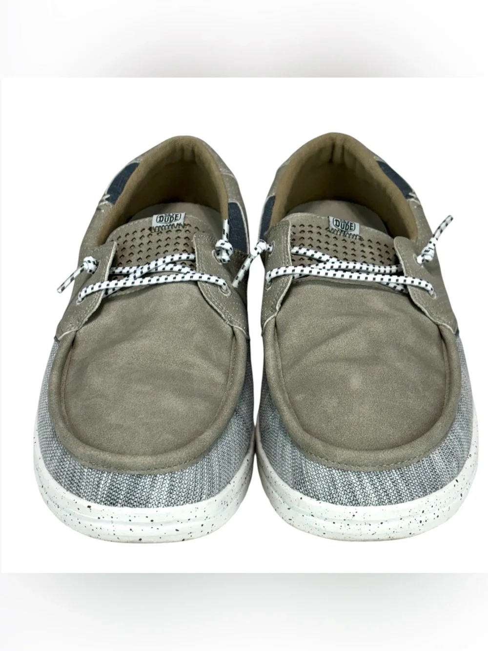 Hey Dude Welsh Grip Mix Oyster Men's Boat Shoes Canvas Oyster US 13 EU 46